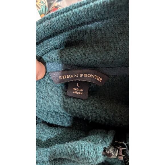 Urban Frontier Mens Quarter Zip Fleece Lined Pullover Sweater Sz L Pocket Zipper - Picture 5 of 6